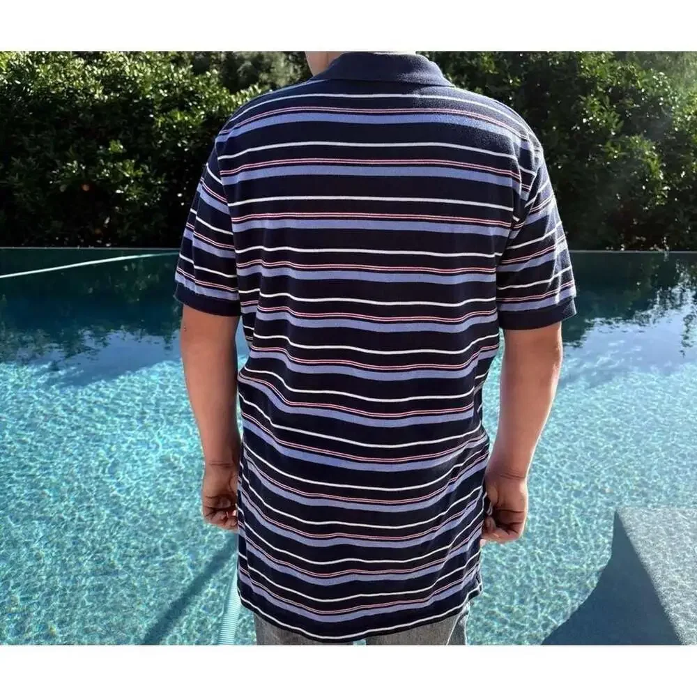 Polo by Ralph Lauren Striped Short Sleeve Polo Shirt Navy Blue Size L